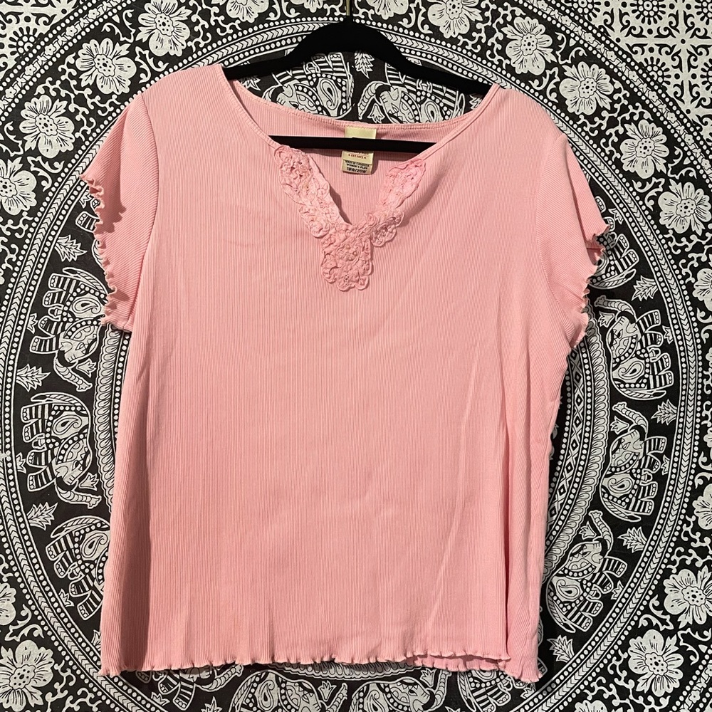 Vintage Faded Glory light pink frilly shirt